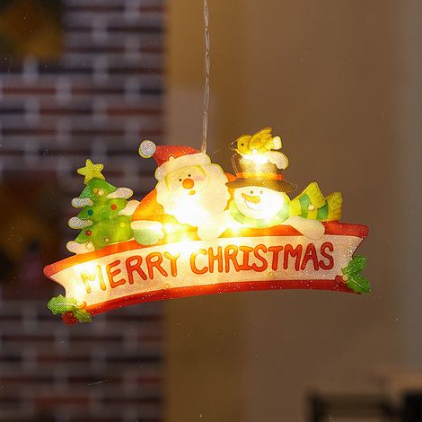 Guirnalda Luminosa Navidad - Figuras de Campana, Muñeco De Nieve, Estrella - Luz Led Con Ventosa - Funciona Con Pilas - Para Ventana, Hogar, Oficina (1/2)