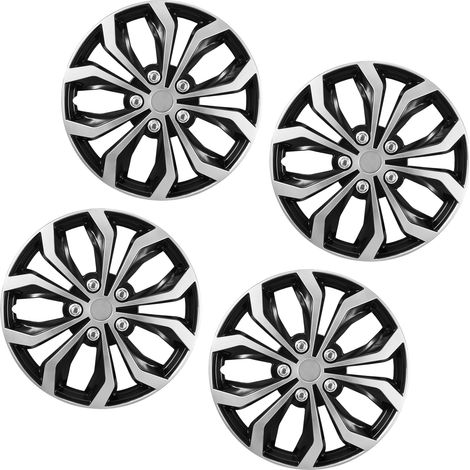 Mophorn Set di Copricerchi per Auto 4 pz, Compatibili con Cerchi R15 da 15 pollici, Ricambio OEM per Hyundai, Chevrolet, Ford, Honda, Protezione Cerchi, Colore Argento e Nero (1/5)