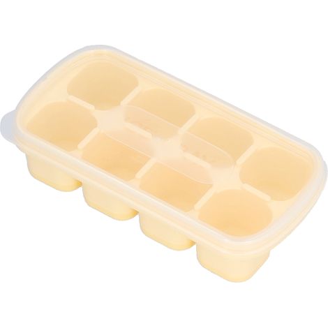 Eiswürfelform mit 8 Fächern und Deckel, lebensmittelecht, für den Haushalt, gelb (1/5)