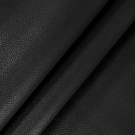 Meterware aus weichem Kunstleder, 140 cm breit, Polsterstoff für Kissen, Sofas und Stühle, wasserabweisend, metallisch glänzend – Schwarz (1/5)