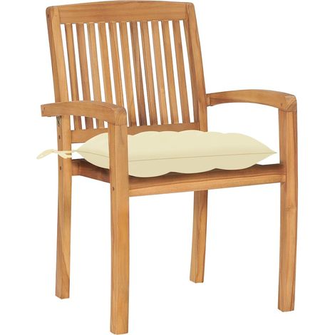 Maison Exclusive - Sedie da Giardino 2pz con Cuscini Bianco Crema in Teak Massello (1/5)
