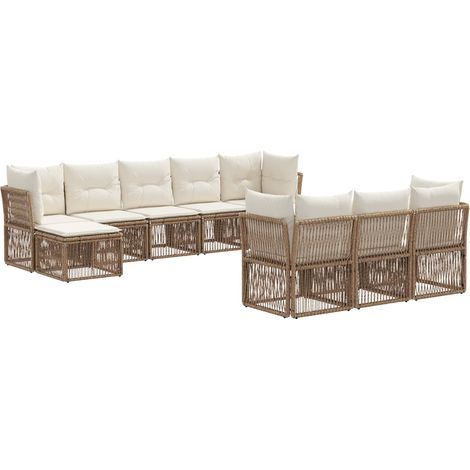 Gartensofa-set 10 pcs Beige Poly-Rattan vidaXL