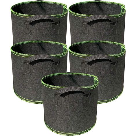 Lot de 5 sacs de culture robustes en tissu non tissé épais avec poignées, sacs de culture d'intérieur pour légumes, fleurs, herbes, décoration de la maison, sacs de culture pour plantes