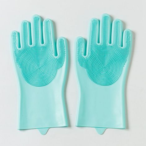 Gants de Massage pour Le Bain en Silicone pour Animaux de Compagnie Outils d'épilation Fournitures pour Animaux de Compagnie,bleu vert (1/5)