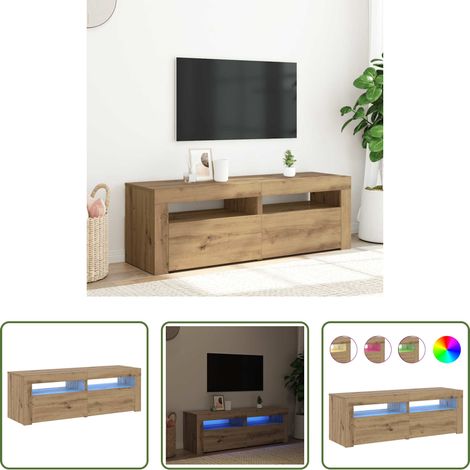 LED-Leuchten - TV-Schrank mit LED Artisan-Eiche 120x35x40 cm Holzwerkstoff (1/5)
