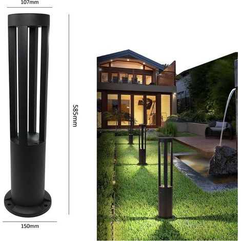 Lampione 12 W Led Luce Calda Lampada Lampione Da Terra Giardino Sterno Ip65 Nero (1/3)