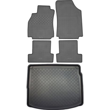 Ensemble de tapis de sol en caoutchouc pour Renault Megane Grandtour III Berline (4 portes) de juin 2009 à août 2016 : tapis de sol de voiture et tapis de coffre. (1/5)