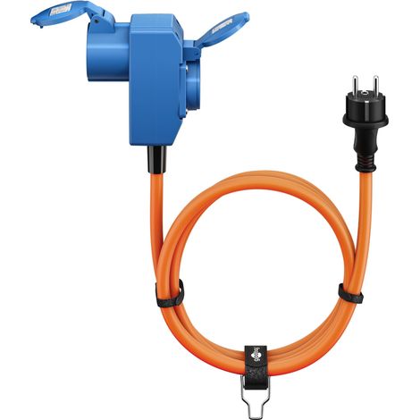 goobay Cavo adattatore CEE per caravan, 1,5 m, spina con contatto di protezione a 90° presa CEE e presa con contatto di protezione con tappi di chiusura, cavo da campeggio, camper e caravan, 76222 (1/5)