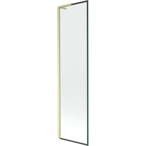 Mexen Next L paravento vasca da bagno a 1 anta 50 x 150 cm, cornice nera, dorato spazzolato - 895-050-000-03-70-55 (1/5)