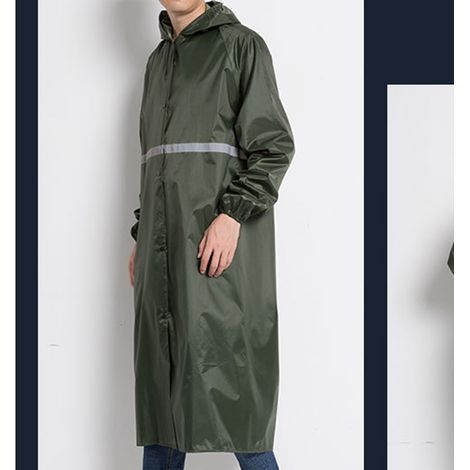 Langer, dicker, reflektierender Regenmantel, wiederverwendbarer Poncho, wasserdicht, stylische lange Regenjacke für Outdoor-Aktivitäten, Armeegrün, XXL (1/5)