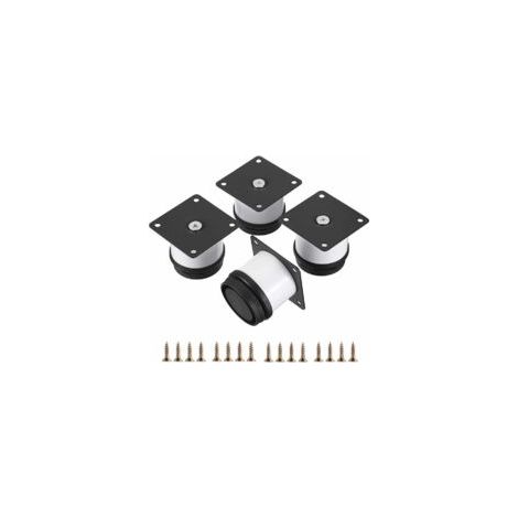 Juego de 4 patas de acero inoxidable para muebles ZVD, 5,1 cm - Patas pequeñas de metal para escritorio - Patas para sofá - Patas de repuesto ajustables de metal blanco - Patas redondas para armario - (1/4)