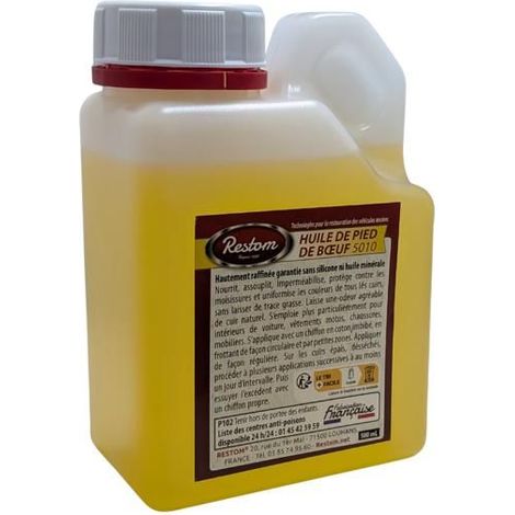RESTOM - Huile de Pied Bœuf 5010 - Nourrit, Hydrate et Assouplit le Cuir - Sans Silicone - Entretien Cuir - 500ml (1/5)