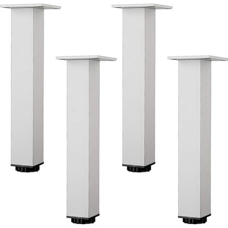 Pieds de meubles réglables en hauteur – pour canapés, tables basses, meubles de salle de bain – 30 cm, réglables de 1 à 15 mm. 4 pièces, blanc (1/5)