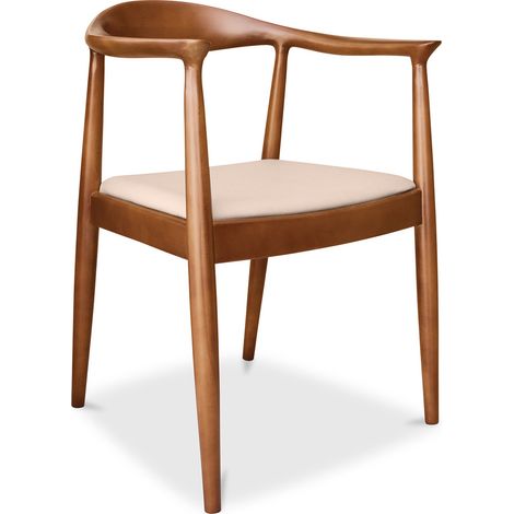 Silla de Comedor - Estilo Escandinavo - Madera y Cuero - Nalan (1/5)