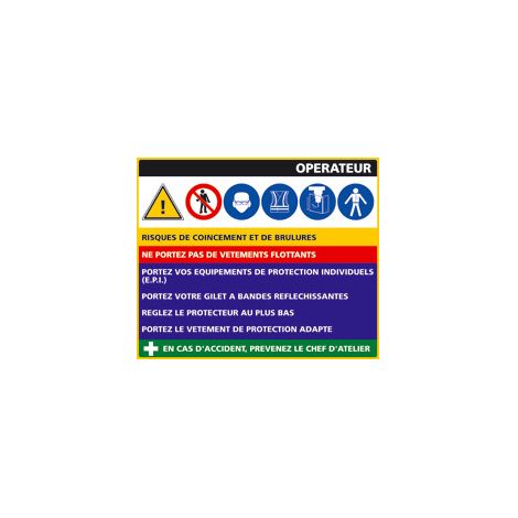 Panneau Fiche de Poste Coupeuse à Pain (C0801) - Plastique PVC 1,5 mm - 300 x 210 mm