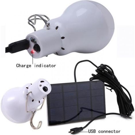 Lampe LED Solaire Extérieure à Suspendre 3W Avec 3,45M Câble,Lanterne Solaire Portable Avec Panneau Solaire,Ampoule LED Solaire (1/4)