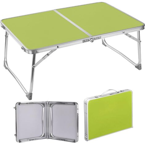 60cm Folding Table,Portable Foldable Small Table with Carrying Handle, Green Square, Camping Picnic Small Table, Fold Up Computer Table, Lightweight Only 3lbs