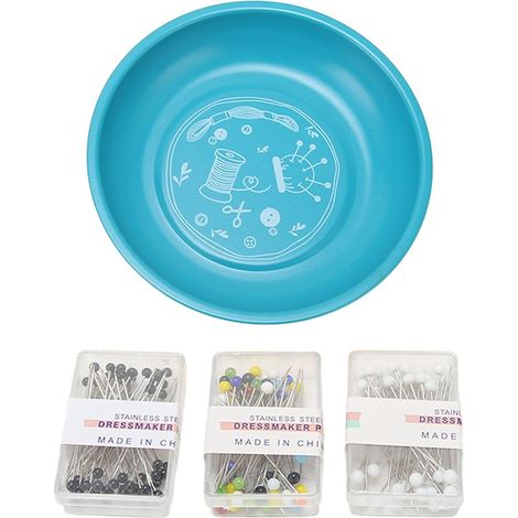 Coupelle magnétique pour épingles avec 150 perles-aiguilles, porte-épingles de couture sûr en acier inoxydable 430, vert, pour broderie et point de croix (1/5)