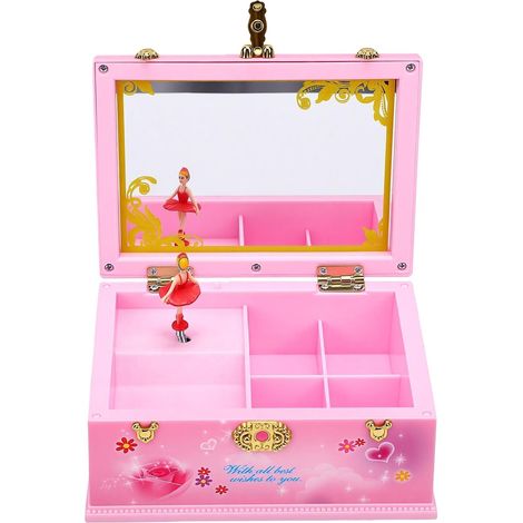 Boîte à Bijoux Musicale pour Filles, Boîte à Musique Rotative Dansante Ballerine, Rangement de Bijoux pour Enfants avec Miroir, Cadeau de Ballet de Princesse pour Anniversaire, à Ballerine (1/5)