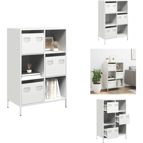 Buffet haut blanc 68x39x103,5 cm acier - Buffet Haut - Buffets Hauts - Armoire À Livres - Étagère Et Armoire À Livres (1/5)