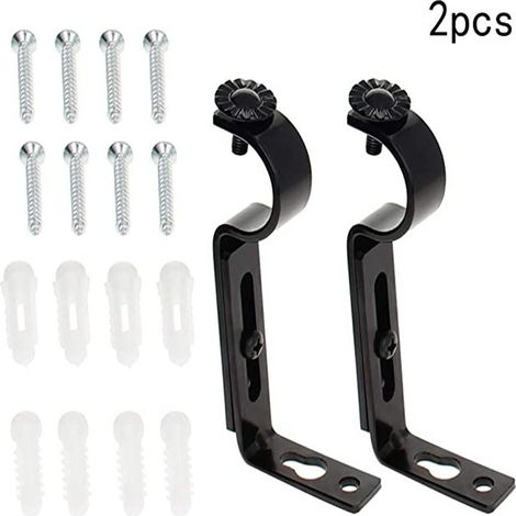 Ensemble de 2 supports de fixation pour rideaux, support latéral noir. (1/5)