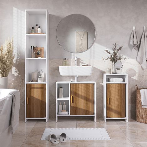 Set di mobili da bagno Norea, Rovere/Bianco, Set da 3 pezzi, Vicco (1/5)