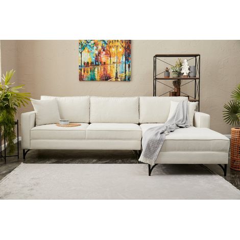 Ecksofa rechts Berlin Creme Schwarz