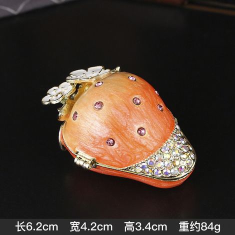 Boîte à bijoux rose en forme de fraise, mignonne et pratique, avec couvercle à charnière et protection anti-oxydation. (1/5)