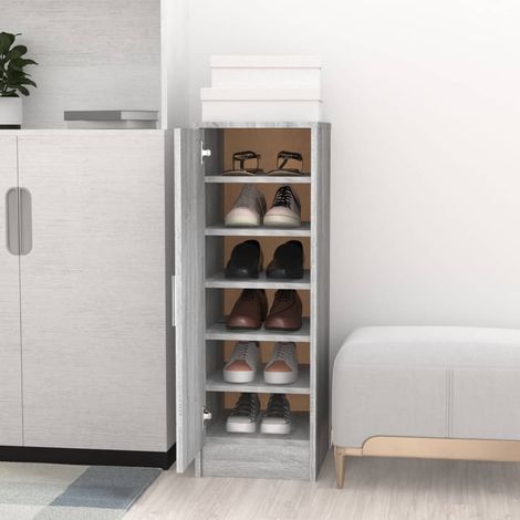 Zapatero de madera contrachapada gris Sonoma 32x35x92 cm vidaXL (1/5)