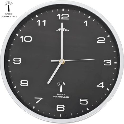 Reloj de pared radiocontrol movimiento de cuarzo 31 cm negro vidaXL