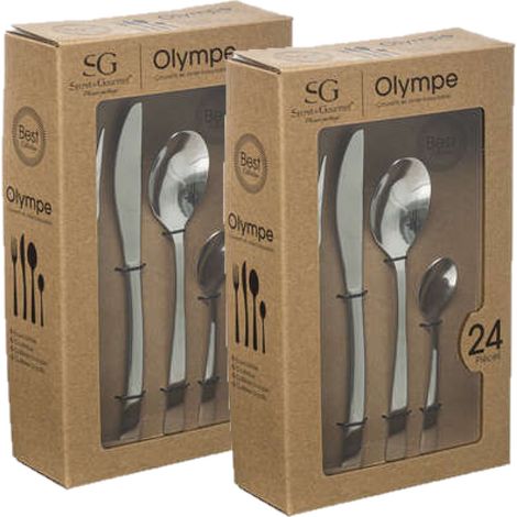 Lot de 2 ménagères 24 pièces en inox OLYMPE (1/5)