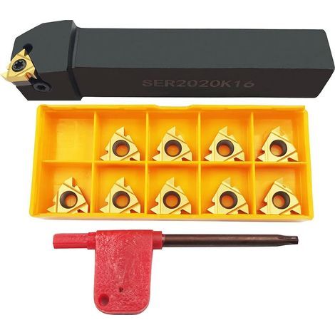 Porte-outil de tournage SER2020K16 – 10 inserts de filetage 16ER AG60 – Acier 40Cr – Longueur 125mm pour coupe précise acier (1/5)