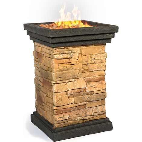 Centurion Supports MAKARA Hand-crafted Stone Fire Column Garden and Patio Gas Fire Pit (1/5)