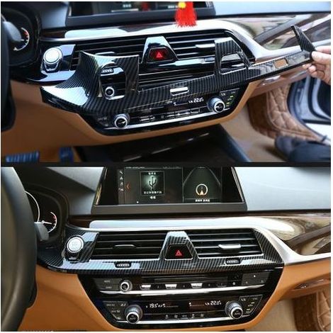 Lüftungsgitterabdeckung in Carbonfaser-Optik für die Mittelkonsole des BMW 5er G30 (2017–2018). (1/5)