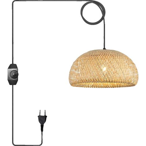Lámpara colgante, diseño tejido a mano, estilo rústico, 38 cm, enchufe europeo (tipo A), bombilla no incluida. (1/2)