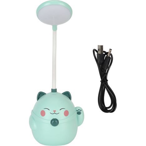 Lampe de Bureau LED avec Port USB, Flexible, Support Stylo et Décoration Verte pour Bureau (1/5)