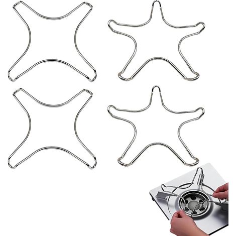4 Supports de Cuisinière à Gaz en Acier Inoxydable – 2 Croix + 2 Étoiles, Anneau Wok Universel pour Réchaud, Cafetière, Poêle et Brûleur à Gaz (1/5)