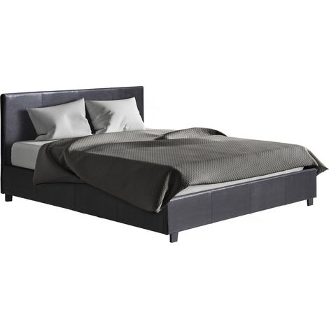 Letto doppio con contenitore "Carla" - Nero - 140 x 190 cm (1/5)