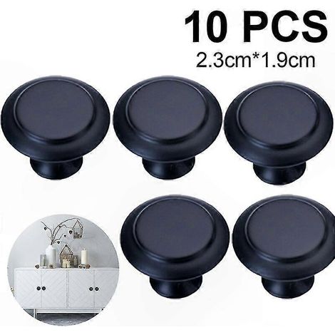 Poignées de meuble lot de 10, boutons de tiroir en alliage de zinc noir mat, petites poignées de porte pour commode et armoire, quincaillerie de mobilier robuste (1/5)