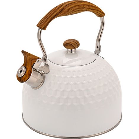 Kettle - 2.5 L - Acier Inoxydable - Poignée Pliable Avec Motif Bois - Pour Cuisinière - 1 Pièce (1/5)