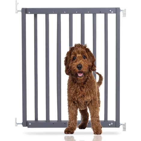 Bettacare Chunky Wooden Screw Fit Dog Gate, 63.5cm - 105.5cm, Grey, Wooden Dog Gate Gate, Screw Fit Pet Stair Gate, Puppy Gate