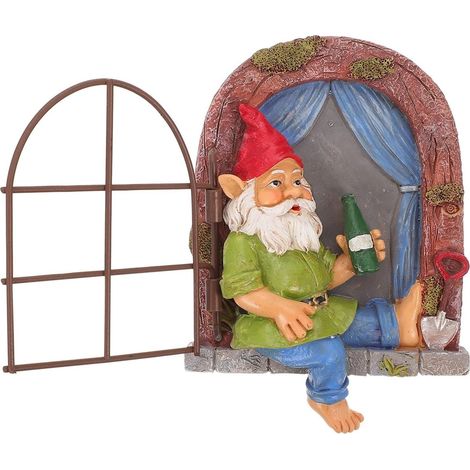Lustiger Gartenzwerg aus Kunstharz als Baumhänger Dekoration