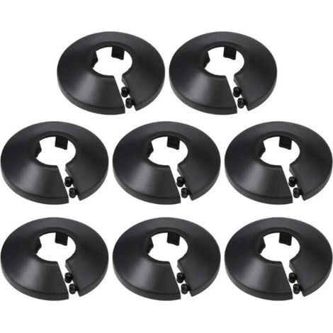 16mm Couverture De Tuyau Décoration PP Rosace De Radiateur Couverture De Mur De Tuyau D'eau Noir 8 Pcs