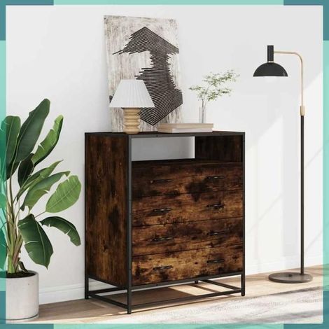 849091 Commode chêne fumé 70x41x83,5 cm bois d'ingénierie (1/5)