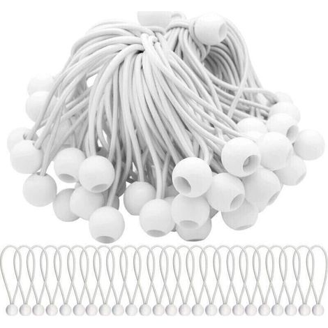 Lot de 50 Tendeur Elastique Cordons Élastiques avec Boules Sandow Elastique Boules Elastiques pour chapiteaux, tentes, bannières et bâches