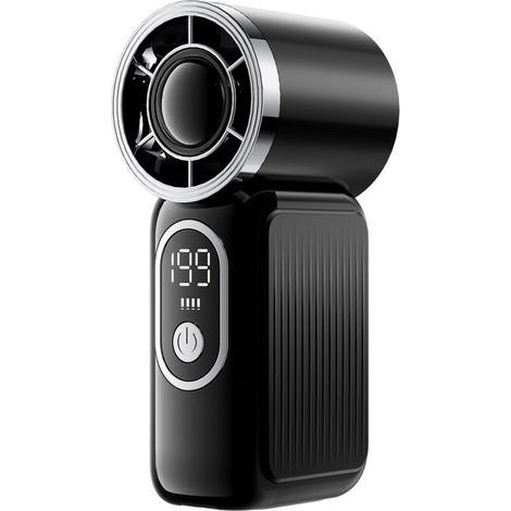 Ventilatore portatile potente - Effetto uragano - Turbina ad alta velocità - USB - Digitale - Nero (1/5)