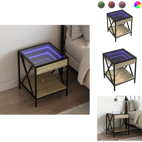 Nachttisch mit Infinity-LED Sonoma-Eiche 40x40x49 cm - Nachttisch - Nachttische - Beistelltisch - Nachtkästchen (1/5)