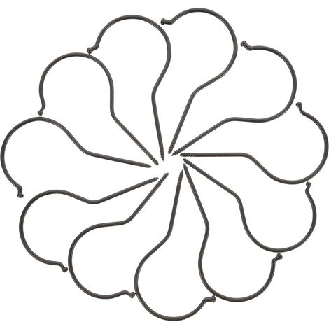 Crochet plafond, 10 cm, fer, noir, pour plantes et luminaires (1/5)