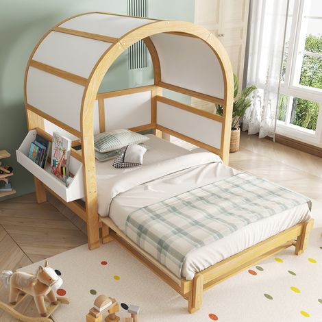 Cama Nido 140x200 Cm Estructura Extensible Blanco Y Natural (1/5)