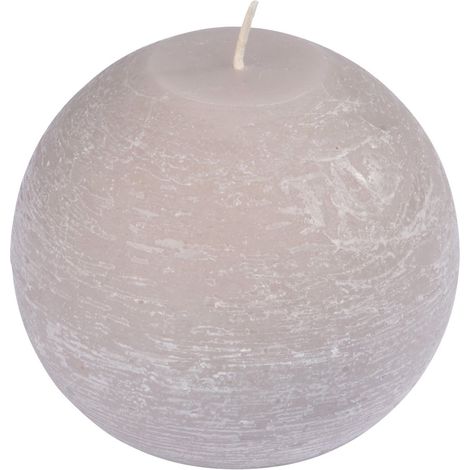Bougie Boule Ø10 x H9 cm Rustique Lin, Taupe (1/2)